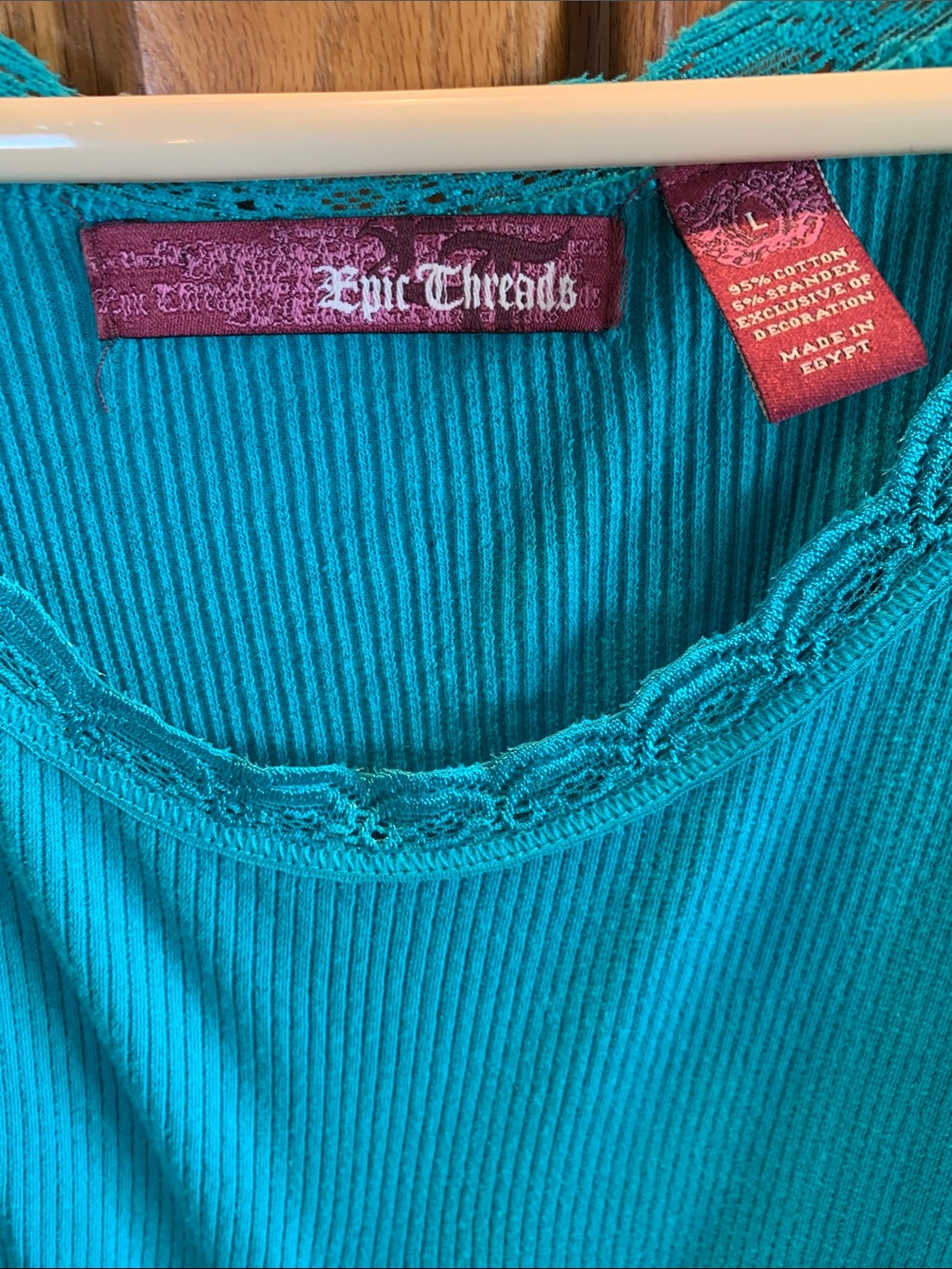 Epic Threads Turquoise Ribbed Lace-Trim Tank - Picture 2 of 3